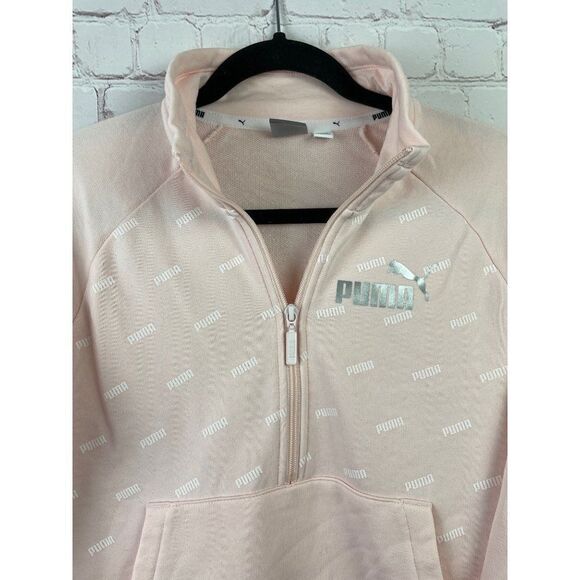 PUMA Soft Pink Pullover 1/2 zip cropped sweatshirt. Small - Picture 4 of 9